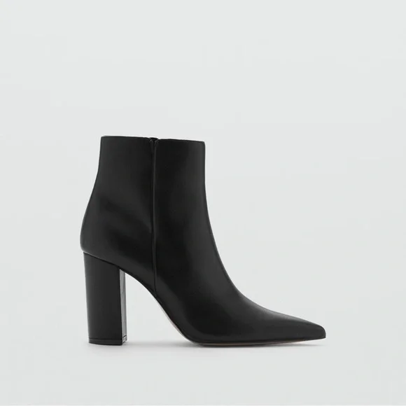 Mango Pointed Heel Black Ankle Booties - Picture 2 of 5